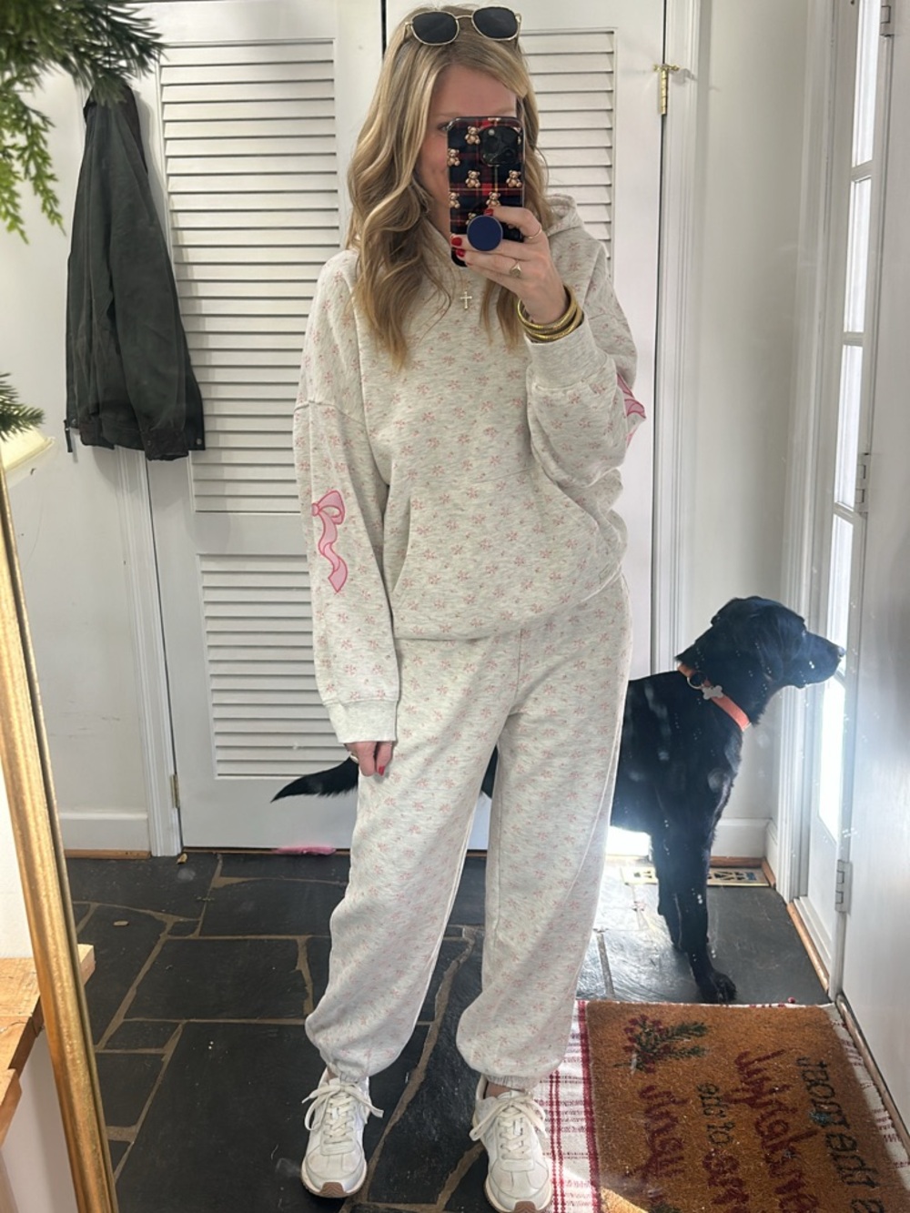 Simply Southern Pink Floral & Bow Sweatshirt & Sweatpants Set